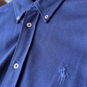 Ralph Lauren Knit Oxford Shirt SlimFitted Long Sleeve Button Down Cotton Classic